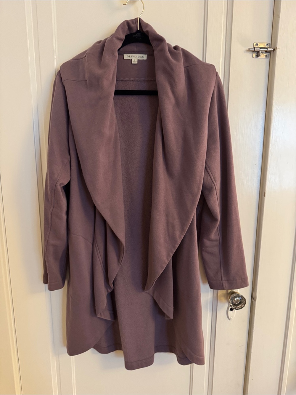 Olive & Oak Dusty Mauve Open Draped Trench